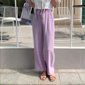 Aude Wide Linen Pants| Made in Korea